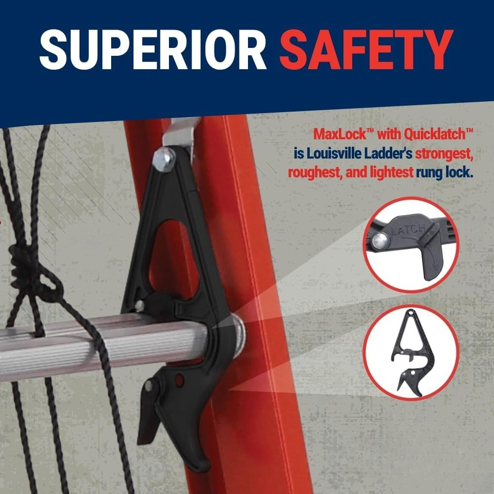 16-foot Fiberglass Extension Ladder, 300-Pound Load Capacity, Type IA, FE3216