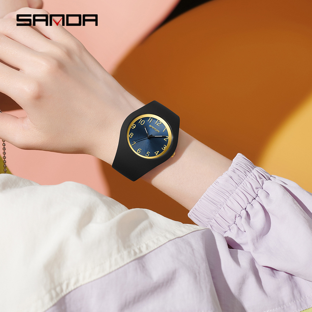 SANDA 6186 reloj de cuarzo negro rojo blanco Simple correa de silicona para exteriores reloj de pulsera para estudiantes para niño y niña reloj de regalo