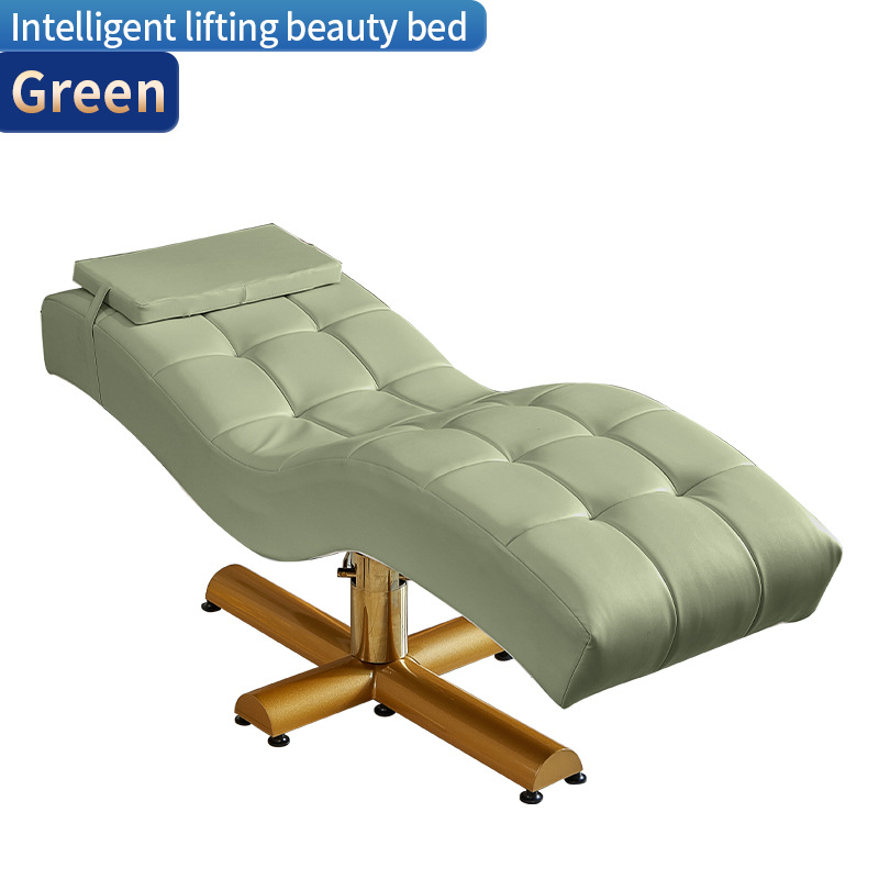 Cama moderna de lujo con base dorada para salón de belleza, cama de masaje de belleza con luz