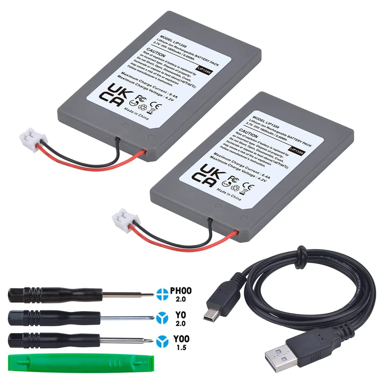 PS3 Controller Battery,1800mAh LIP1359 Replacement Battery for Sony Playstation 3 Dualshock 3 CECHZC2E CECHZC2U Controller&USB