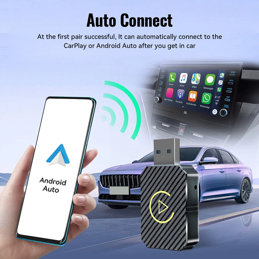 Neuer 2-in-1 Wireless CarPlay Android Auto Wireless Adapter WiFi BT5.0 Smart Dongle Plug and Play Wireless Mini Box Fast Connect