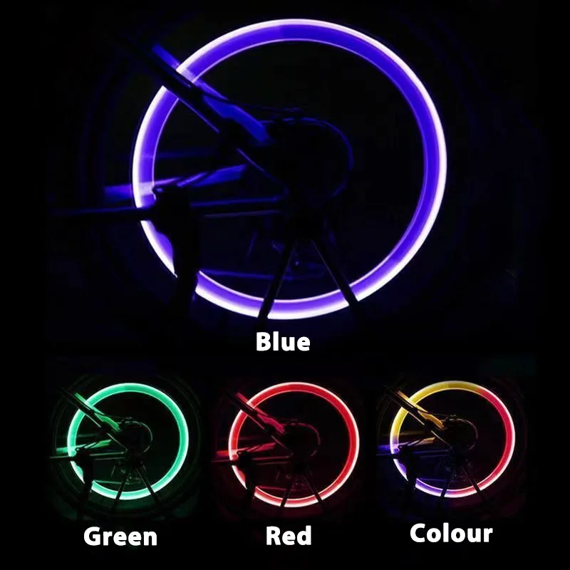 2 個のカラフルな LED ホイールバルブライトオートバイ自転車車のホイールタイヤバルブキャップユニバーサル防塵自転車バルブカバー
