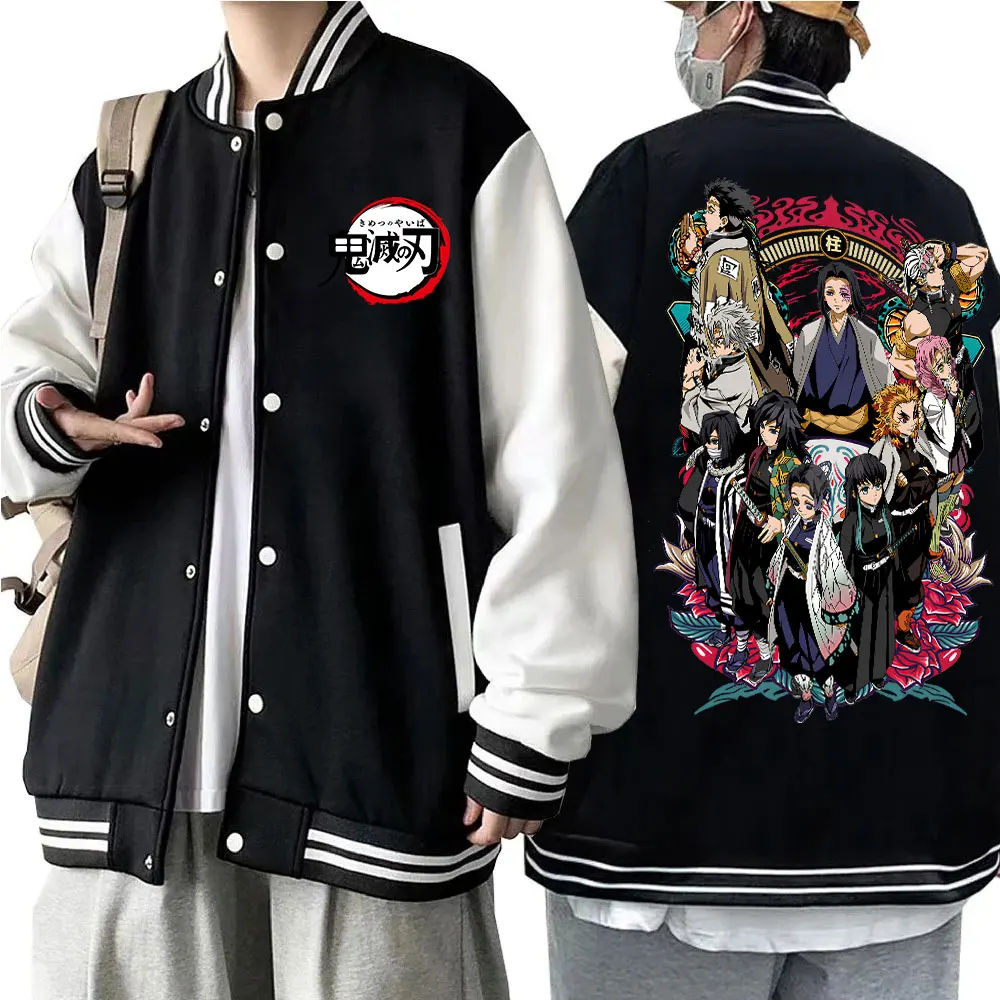 Jaqueta de uniforme de beisebol Demon Slayer Mulheres Homens Jaquetas de beisebol de anime para presente de fãs