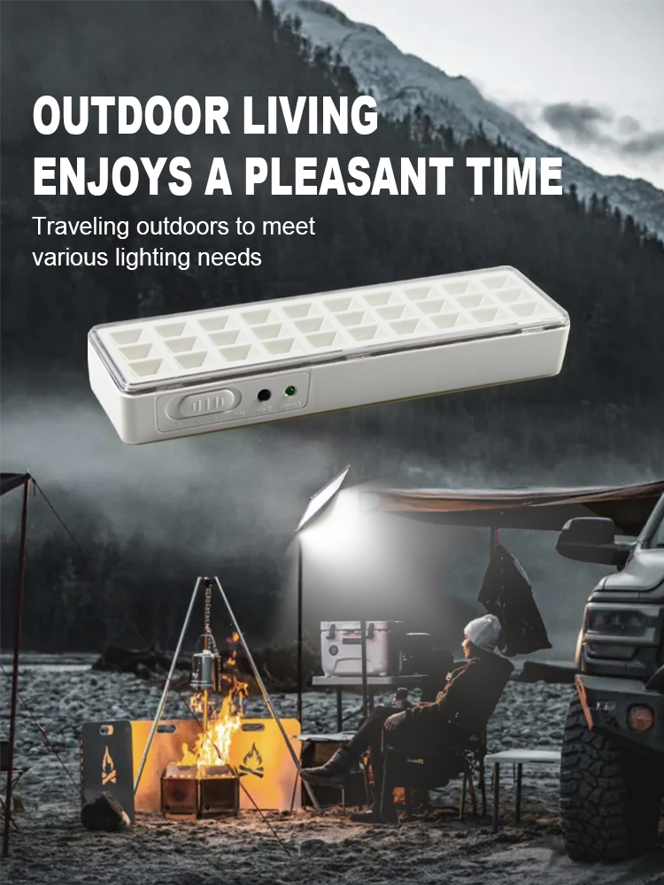 Lámpara de emergencia recargable de 30LED regulable, 2 modos, luces de reparación nocturna para exteriores, linterna portátil para acampar para uso en cortes de energía