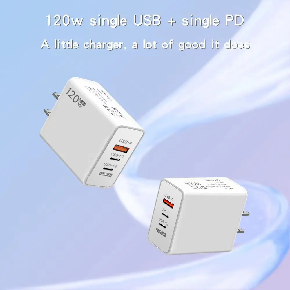 120W USB C Charger GaN Fast Charging Wall Adapter 6A Type C Cable For iPhone Samsung Xiaomi PD QC3.0 EU/US/UK Plug Phone Charger