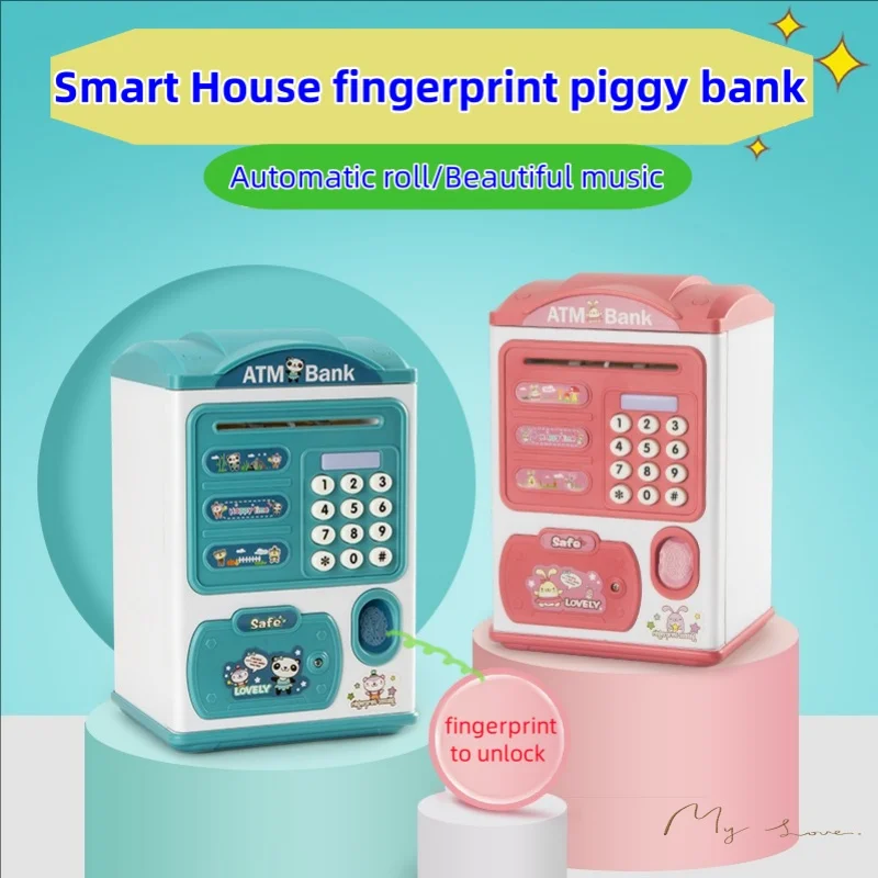 กล่องเก็บเงินลายนิ้วมือ ธนบัตร กล่องเก็บเหรียญ ATM อิเล็กทรอนิกส์ ตู้เซฟเงินสด ธนาคารพื้นที่ขนาดใหญ่ ล็อครหัสผ่านเด็ก วันเกิด gi