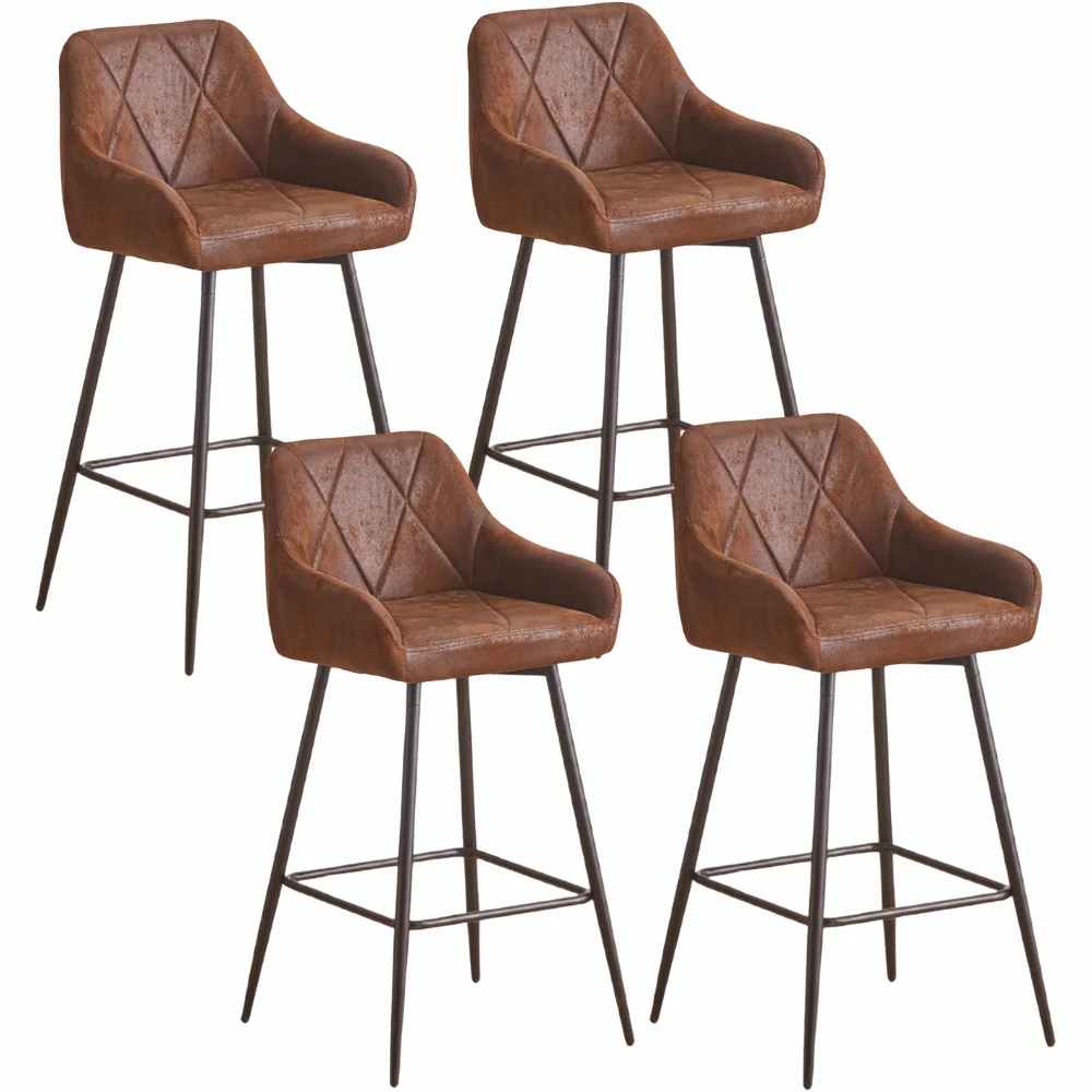 JYMTOM 2/4-Set Barhocker Tresenhocker Bistrohocker Velvet/PU-Bezug Barstühle mit Armlehne, modischer Hocker mit schwarzem Metall