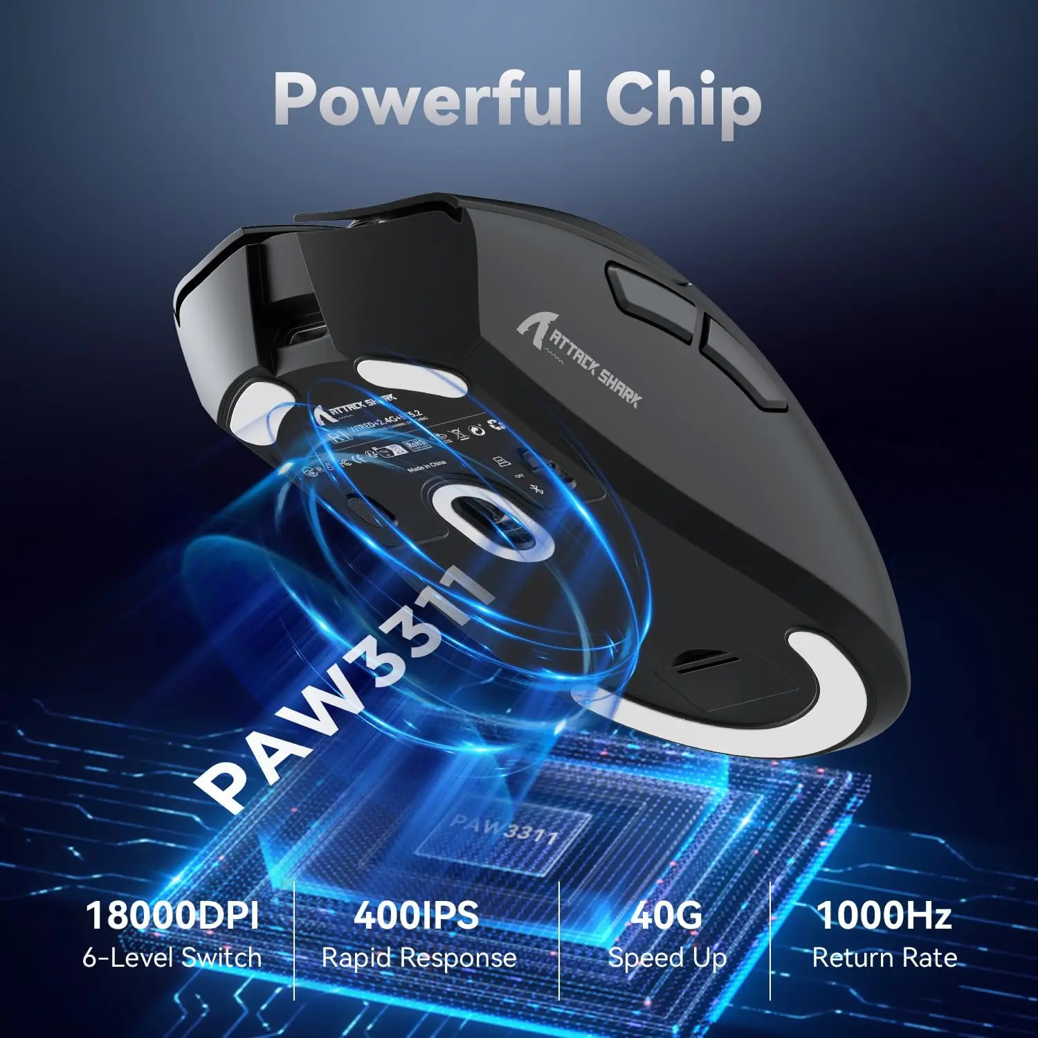 MAMBASNAKE x ATTACK SHARK R1 59g SUPERLIGHT Mouse, PixArt PAW3311 Gaming Sensor, BT/2.4G Wireless/Wired Gaming Mouse