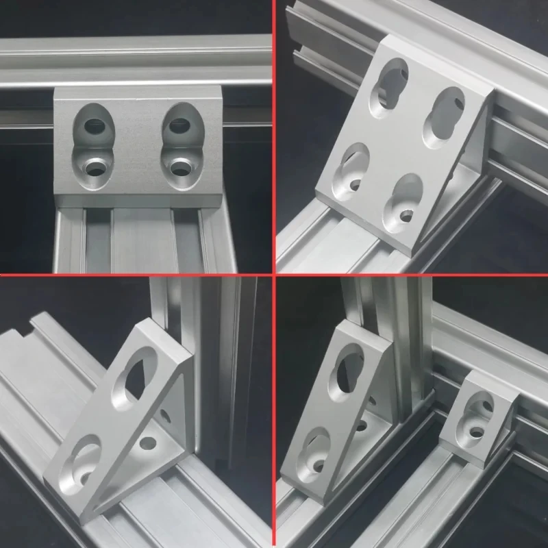 4 Uds perfil de aluminio ángulo recto bloque triangular soporte de conector triangular 2020 3030 4040 4545 2040 3060 4080 4590 plata negro