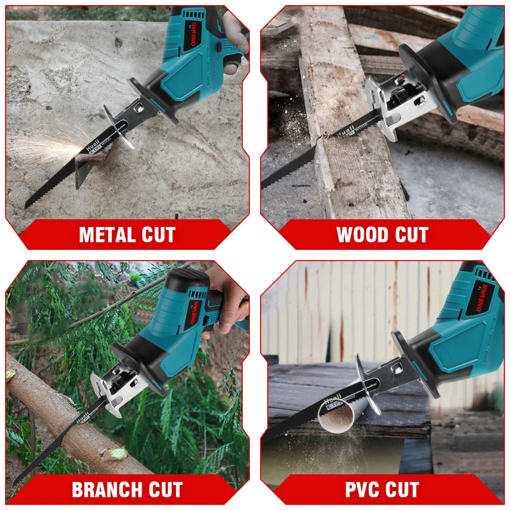 3600 W 12000spm Brushless เลื่อยลูกสูบไร้สายลูกโซ่ตัดเลื่อยตัดไม้เครื่องมือใบเลื่อยสําหรับ 21V 18V แบตเตอรี่
