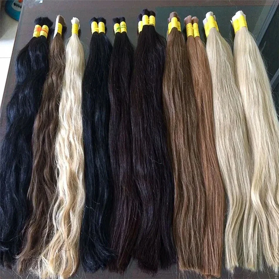 Destaque em linha reta cabelo humano 100% natural virgem tecelagem não processado suave para trança extensões em massa aumentar o volume do cabelo