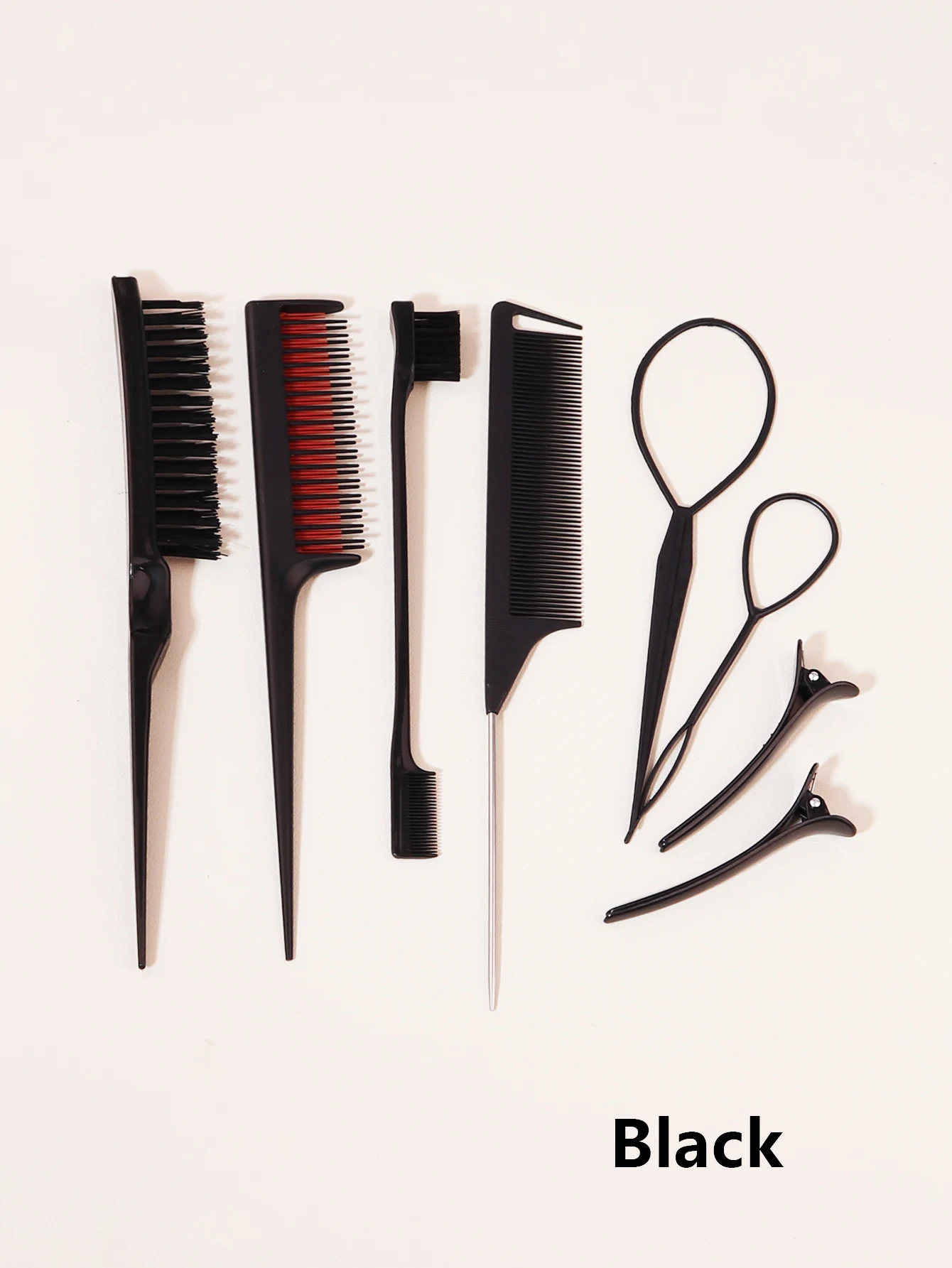 Conjunto de pente de estilo de cabelo de 8 peças com pente de rasgo triplo pente de cauda de mouse escova de borda acessórios de salão de cabeleireiro especial para perucas de cabelo real
