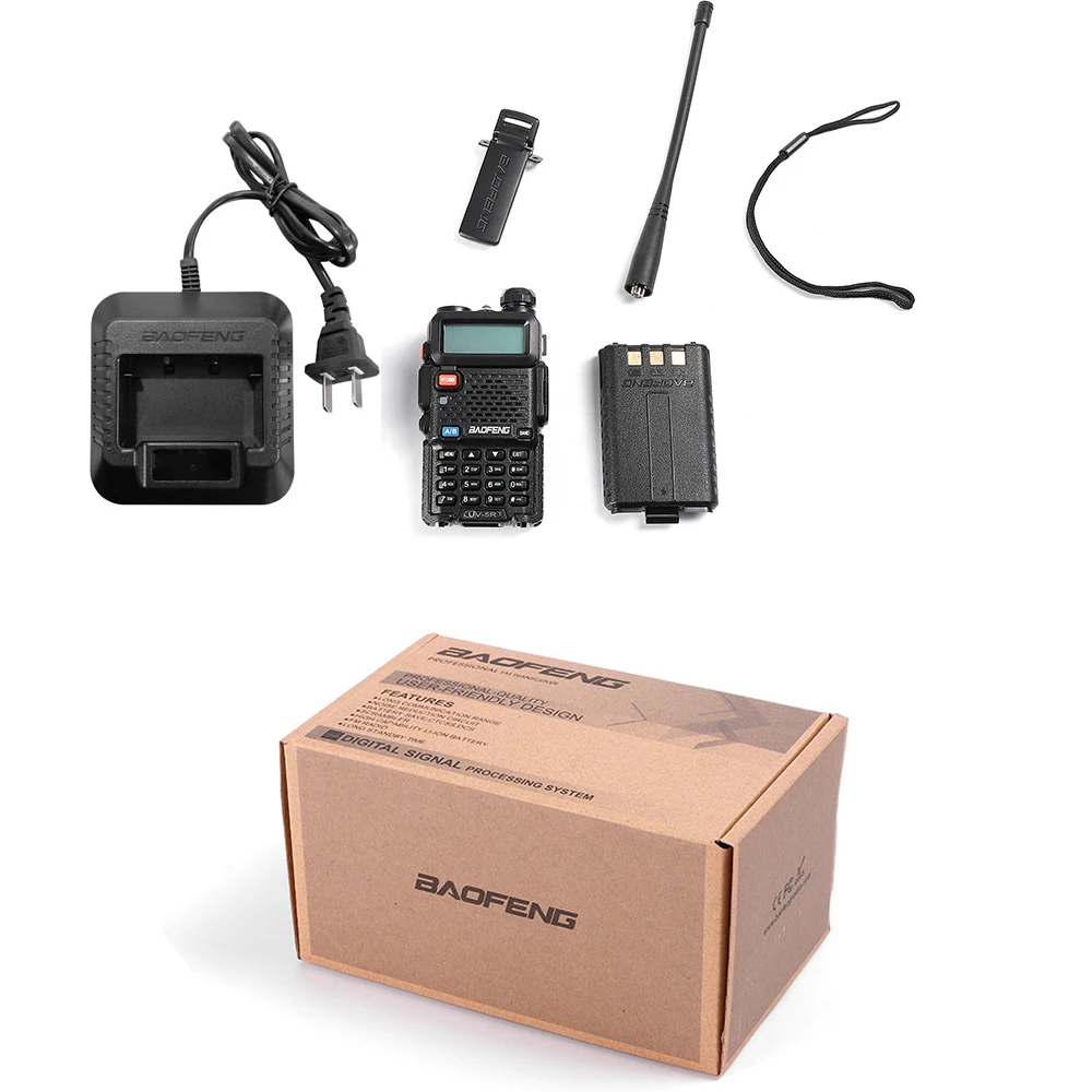 Baofeng uv 5r walkie talkie 1 pcs radio comunicador Dual band long range Two way Portable FM Amateur radio stations Transceiver