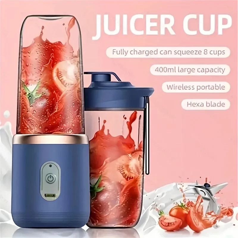 Batidora eléctrica portátil, 6 cuchillas, multifunción, procesador de alimentos, zumo fresco