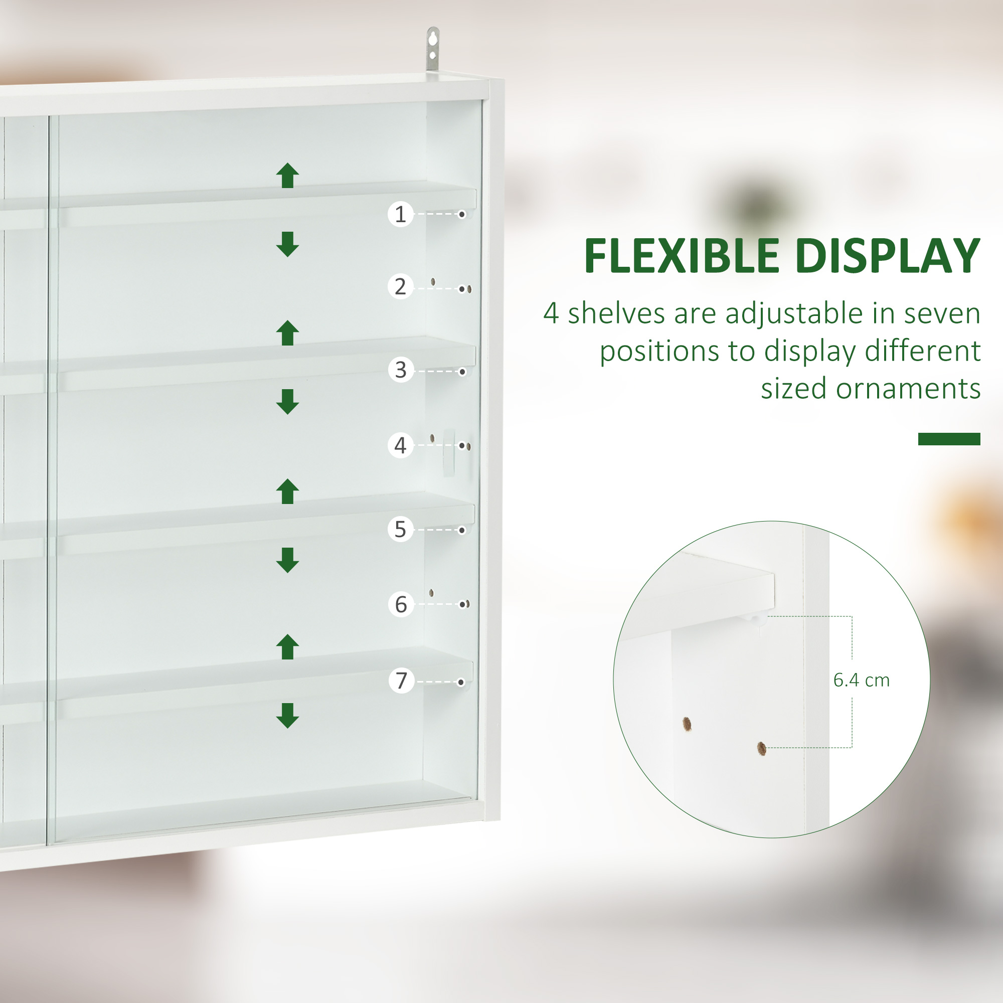 Homcom Vitrine murale pour collections avec étagères réglables et portes en verre