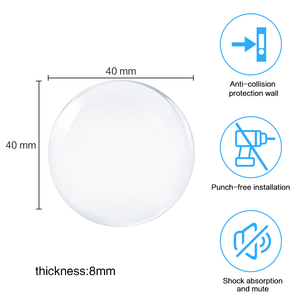 Butoir de porte rond Transparent en Silicone souple, antidérapant, protecteur mural de silencieux, poignées de porte auto-adhésives, bouchon de protection de pare-chocs