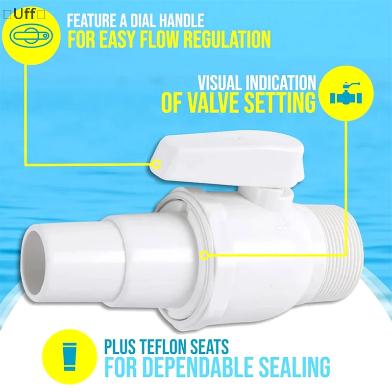 [UF74] 2-Way Ball Valve Float Valve 1.5 - 1.25in Pool Filter Stop Connector Maximum 50 PSI Pressure Rating For Swimming Pools