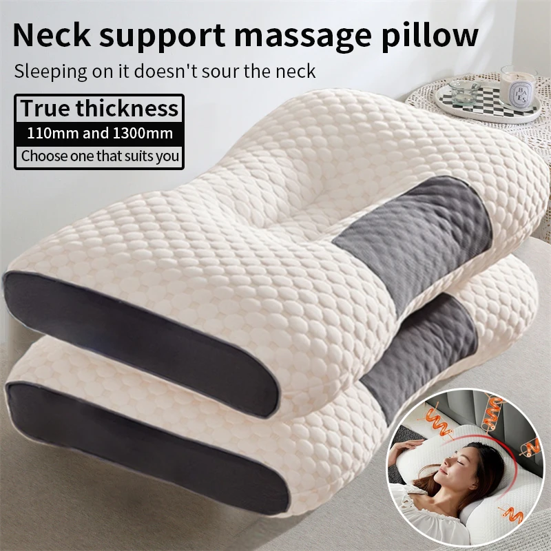 Almohada para el cuello de Almohada, ayuda a dormir, protege el cuello, masaje de fibra de soja ortopédico Cervical, almohada de SPA para el hogar, 1 ud.