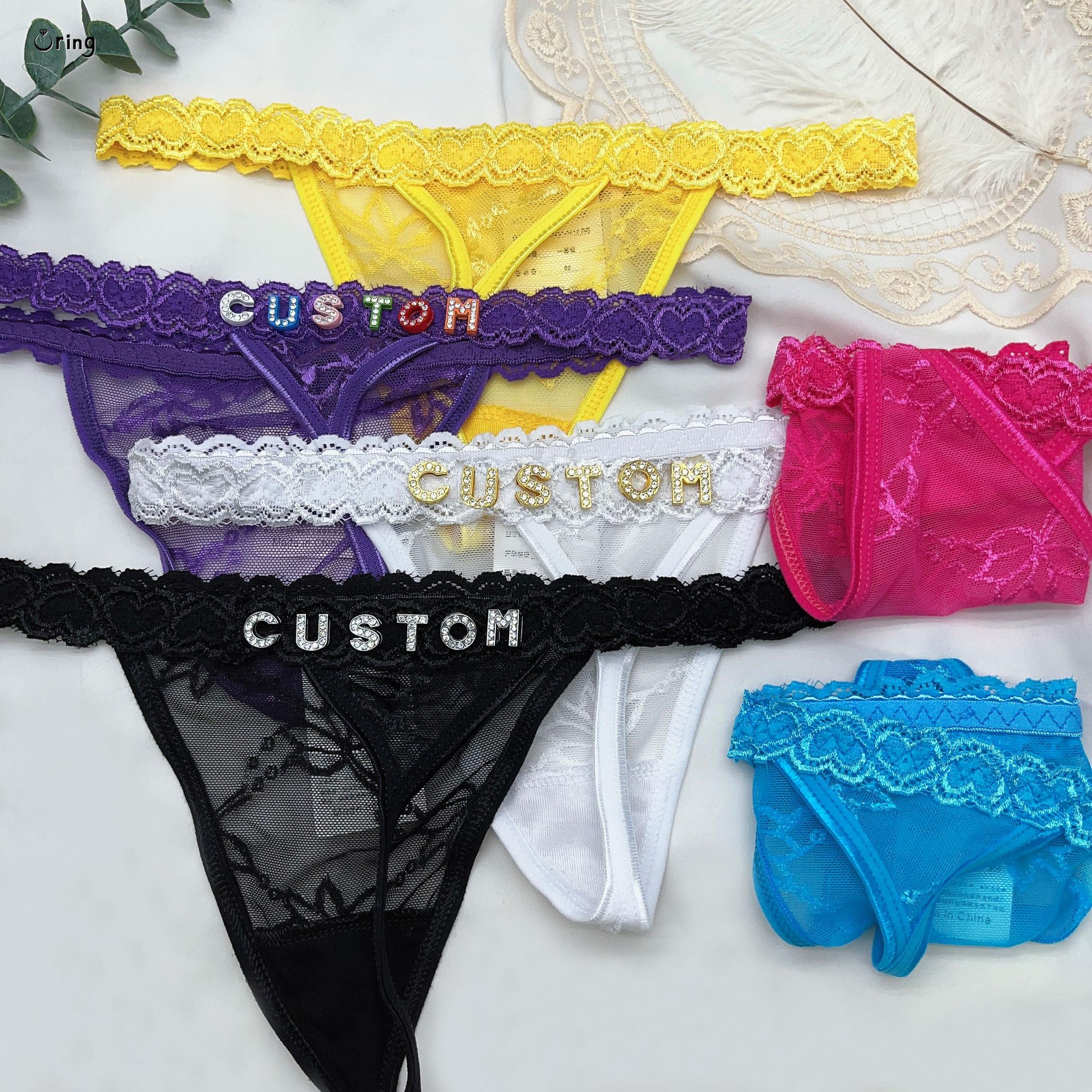 カスタム名 Tバックセクシーなビキニパンティークリスタルレターホットワイフランジェリーカスタマイズされた下着女性のための人格ストリング