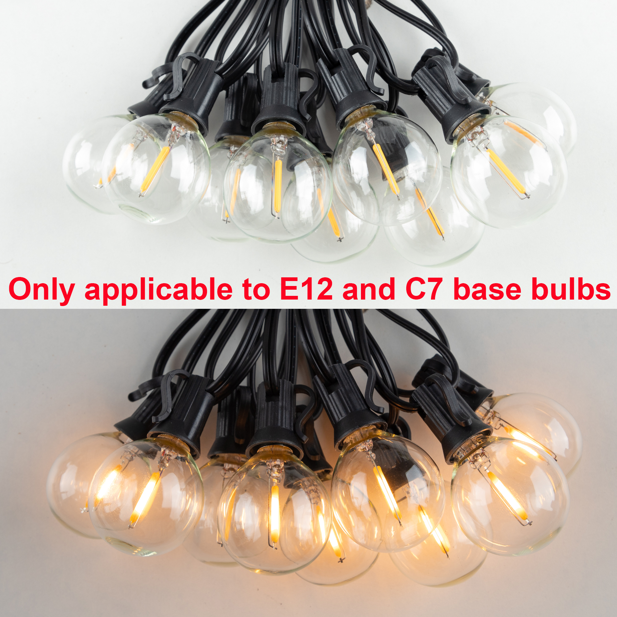 Tira de luces E12 enchufes C7 Base Cable eléctrico UE 220V EE. UU. 110V lámpara conectable impermeable decoración de cumpleaños de boda