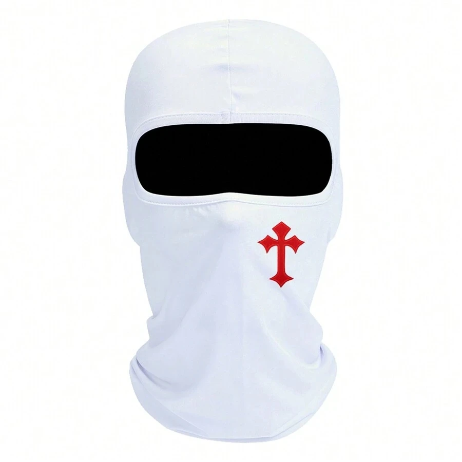 남자와 여자를위한 1pc 크로스 인쇄 마스크 후드 야외 승마 Balaclava 모자 방풍 및 선 스크린 태양 모자