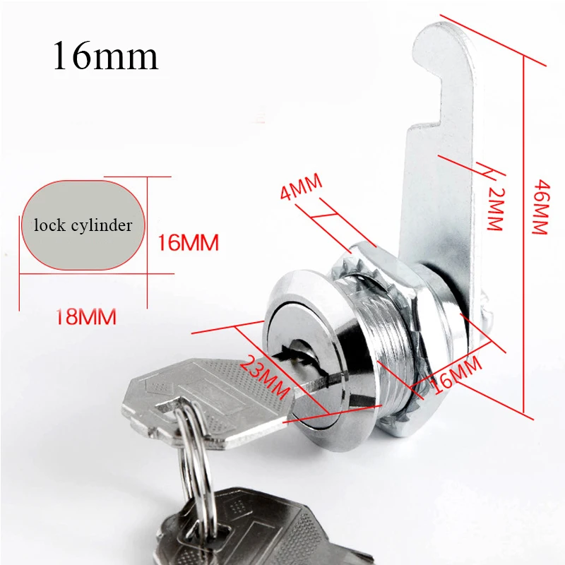 Cam Lock High Quality Security Lock Mail Box File Cabinet Desk Drawer Locker With 2 Keys DIY Cabinet Tools Furniture Hardware