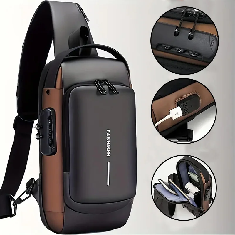 Bolso de pecho antirrobo para hombre, mochila inclinada deportiva informal y para motocicleta a la moda, tela Oxford duradera
