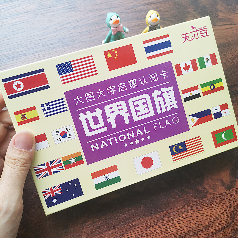 The Book Of Children Recognize the World Flag Card Thickened and Torn