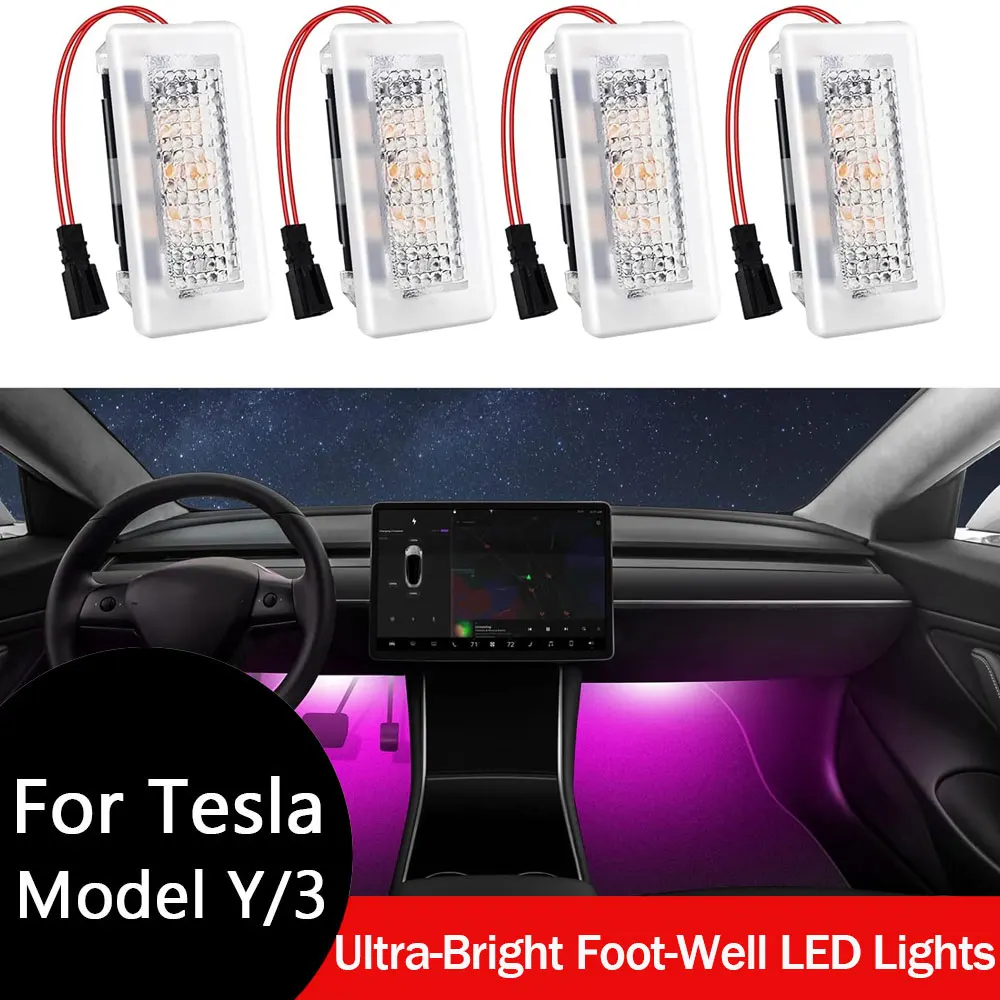 Para tesla modelo y modelo 3 highland ultra-brilhante interior pé-well luzes compatível modelo 3/y/s/x interior led lâmpadas kit