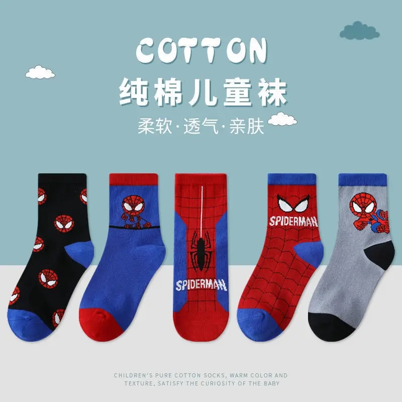 2024 Nuovi Costumi Cosplay Anime Calzini per bambini Spiderman Cartoon Anime Hero Cotton Ragazzi Calzini a tubo Bambini Autunno Inverno Calzini per bambini