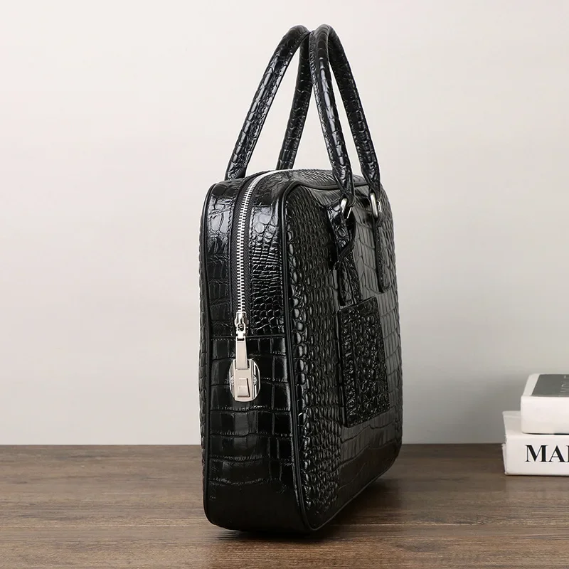 2025 Nuovo modello di alligatore di lusso in vera pelle da uomo d'affari valigetta borsa a tracolla maschile borsa per computer portatile messenger da uomo