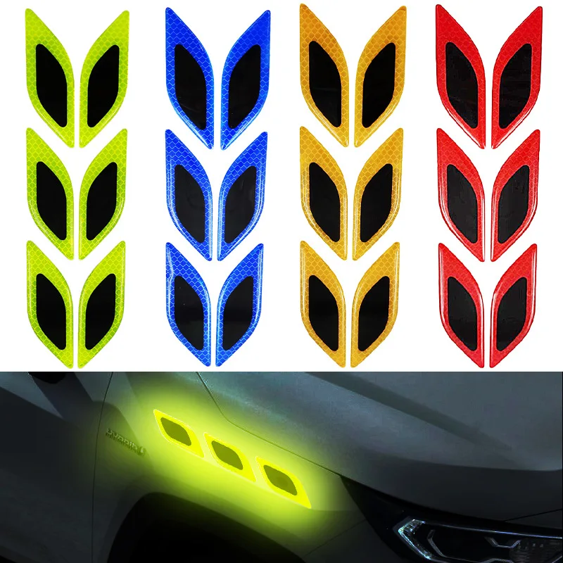 6 ชิ้น/เซ็ตรถสติกเกอร์สะท้อนแสง Anti-Scratch สติกเกอร์คําเตือนความปลอดภัยสําหรับรถบรรทุก Moto Auto มอเตอร์ภายนอกอุปกรณ์ตกแต่ง