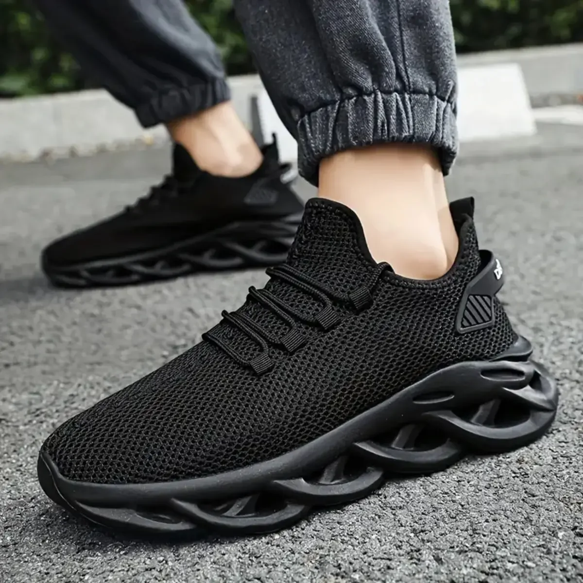 Hommes sport course noir Jogging chaussures espadrilles décontractées marron extérieur respirant maille femmes léger absorption des chocs noir Tennis