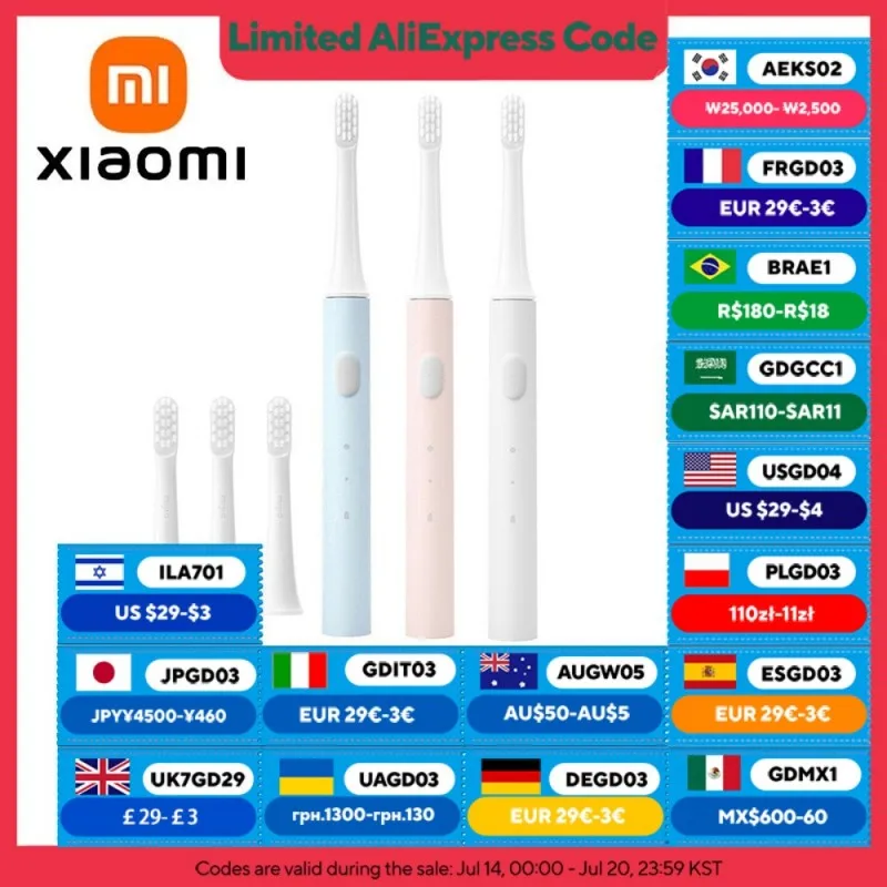 XIAOMI Mijia T100 elektryczna soniczna szczoteczka do zębów Mi inteligentna szczoteczka do zębów kolorowa USB akumulator IPX7 wodoodporna do główki szczoteczek do zębów