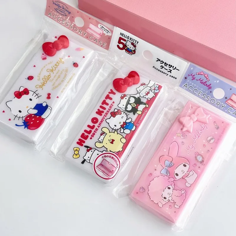 Kawaii Cartoon Hallo Kitty Y2K Quadratische Aufbewahrungsbox Niedliche My Melody Anime Student Tragbare Desktop Haarnadel Aufbewahrungsbox Mädchen Geschenke