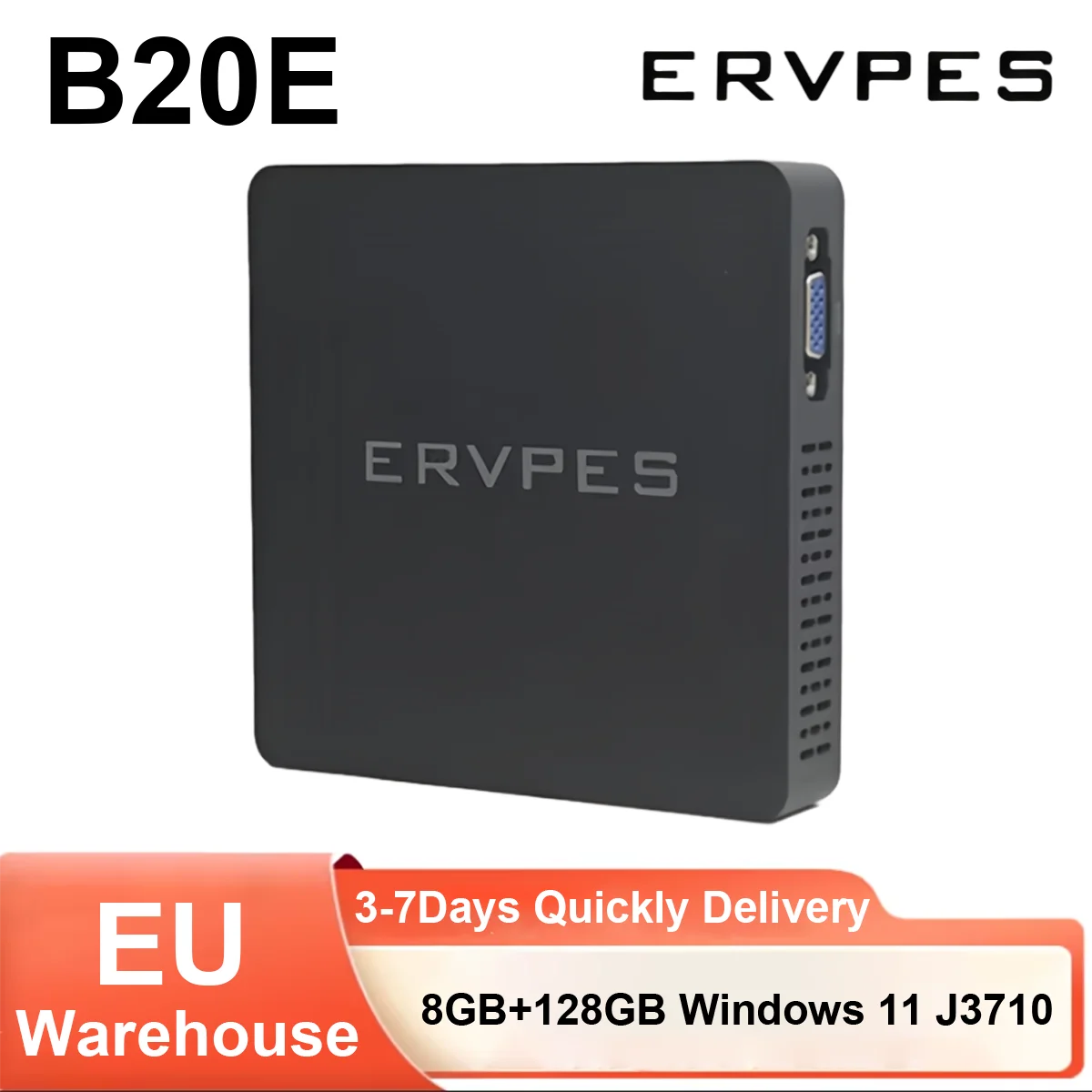 ERVPES Mini PC B20E 8 GB RAM 128 GB SSD ROM J3710 Windows 11 BT5.2 Apollo Lake Desktop Microcomputer Dual-band HDMI Wi-Fi
