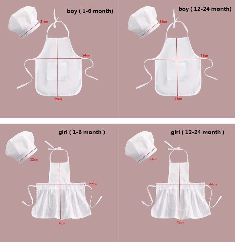 เด็ก Chef ผ้ากันเปื้อนหมวกสําหรับชุดเด็ก Chef Baby Cook เครื่องแต่งกายการถ่ายภาพเด็ก PROP 2 ชิ้น/เซ็ต