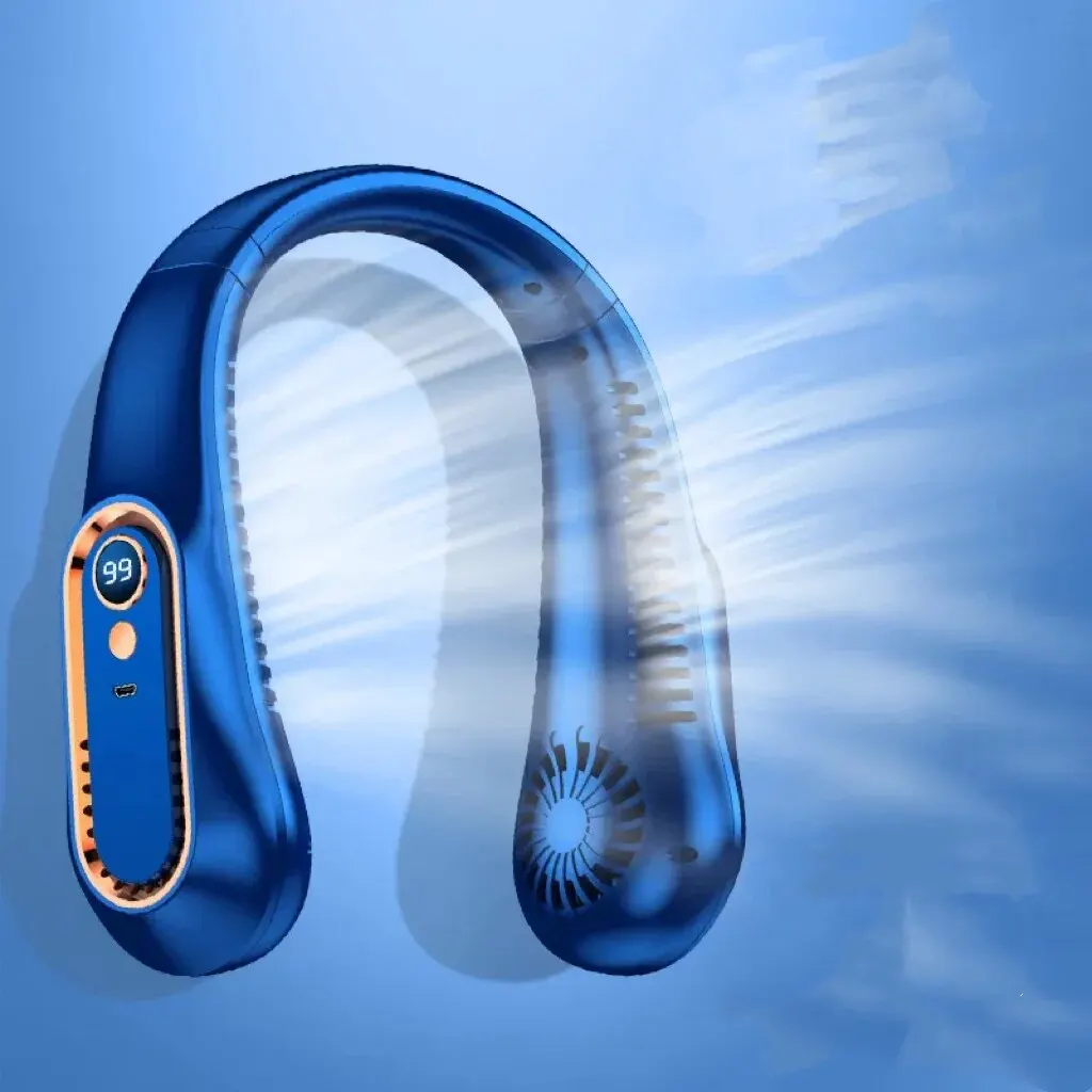 2025 Nuovo ventilatore da soffitto USB ricaricabile portatile piccolo ventilatore studenti ufficio sport display digitale ventilatore da soffitto appeso al collo ventilatore