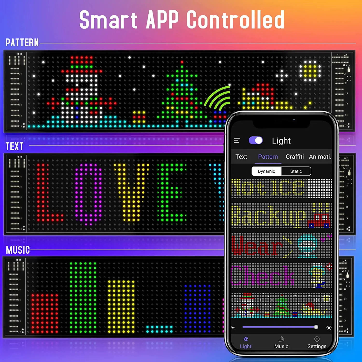 LED Matrix Pixel Paneel, USB 5V Flexibel Adresseerbaar RGB Patroon Graffiti Scrollende Tekst Animatie Display Autowinkel, Bluetooth APP