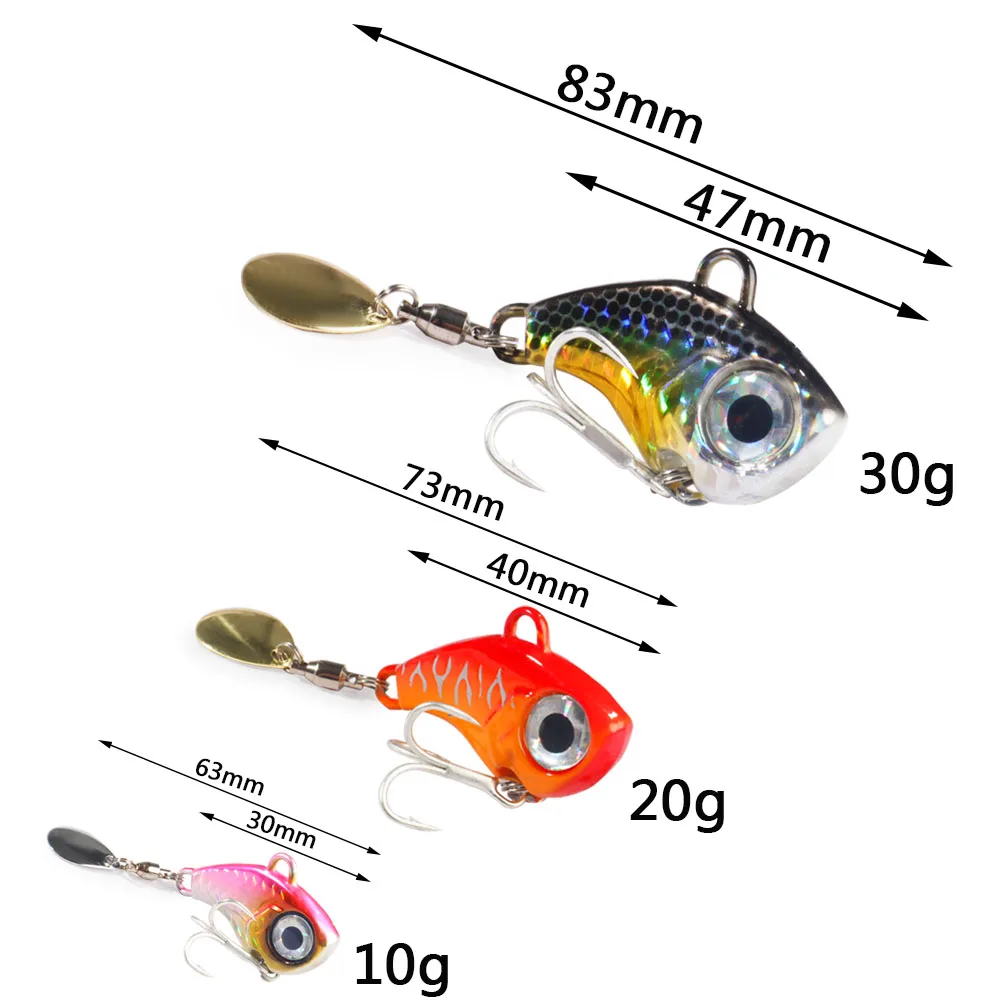 Wobble Rotating Metal VIB Vibration Bait Spinner Spoon Jig Fishing Lures 10g 20g 30g Artificial Hard Baits Sequins Pesca Lure