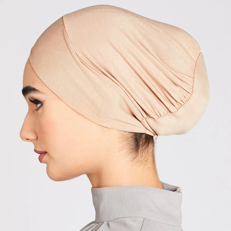 Jednokolorowa modalna koszulka hidżab szalik elastyczna czapka wewnętrzna miękka podszalik kobieta muzułmańska moda Bonnet 22*21cm