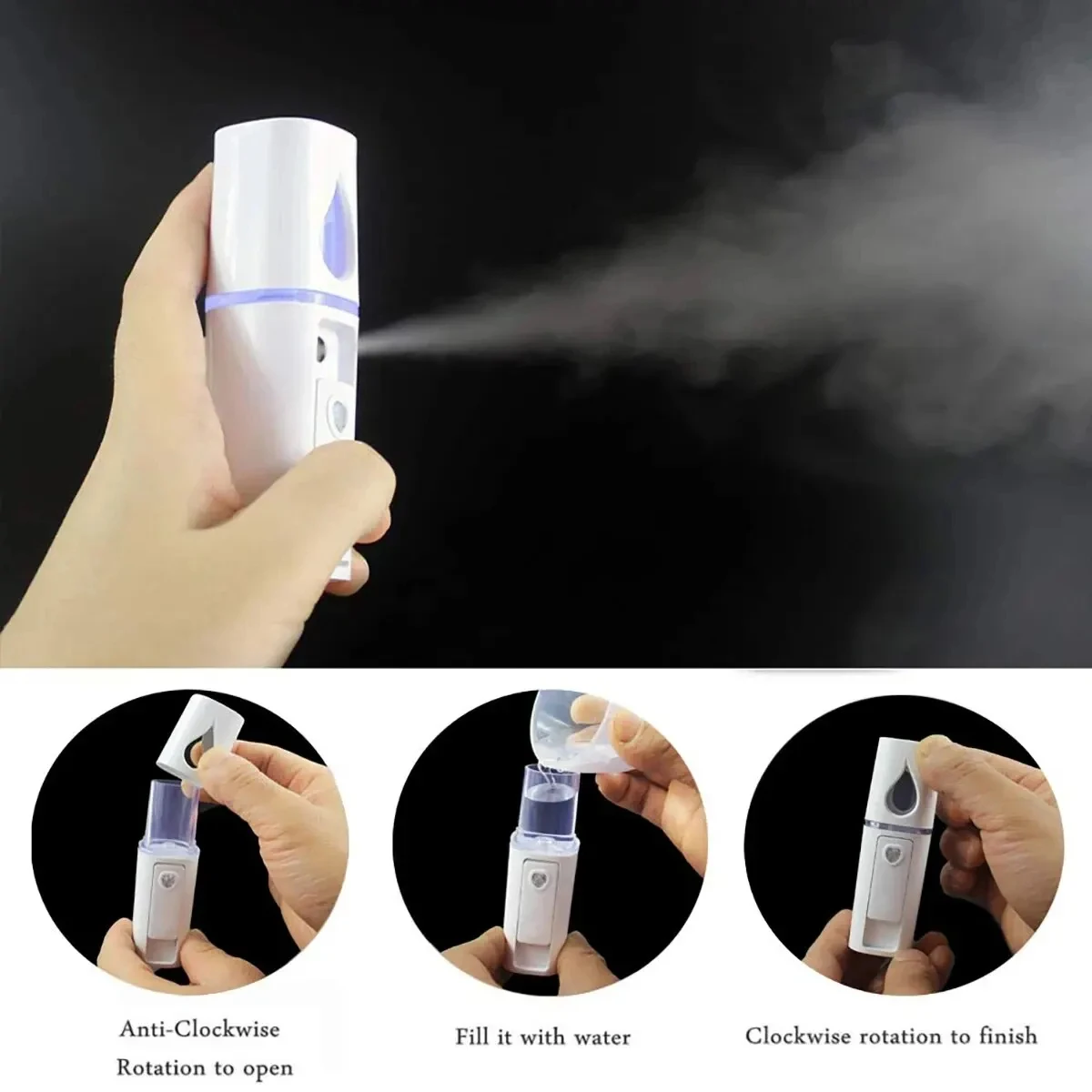20ml 휴대용 나노 페이셜 스프레이어 - USB 충전식 핸드헬드 페이스 스티머 및 이동 중 보습 스킨케어용 공기 가습기