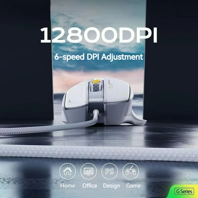 Проводная мышь Inphic Pg1, игровая мышь, RGB светоизлучающая макропрограммирование, 12800 точек на дюйм, 6 клавиш, компьютерная мышь, частота закатания 1000 Гц