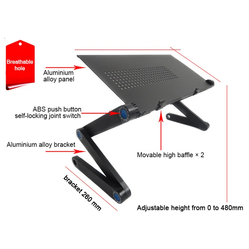 Lüfter Laptop Schreibtisch tragbar verstellbar faltbar Computer Schreibtische Notebook Halter TV Bett PC Lapdesk Tischst änder mit Mauspad