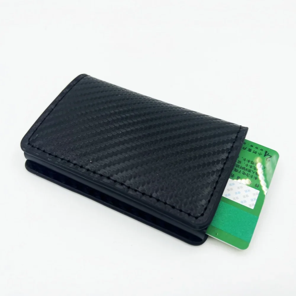 Mode Koolstofvezel Anti-diefstal Creditcard Pakket Metalen Kaarten Doos Heren Portemonnee Houder PU Portemonnee