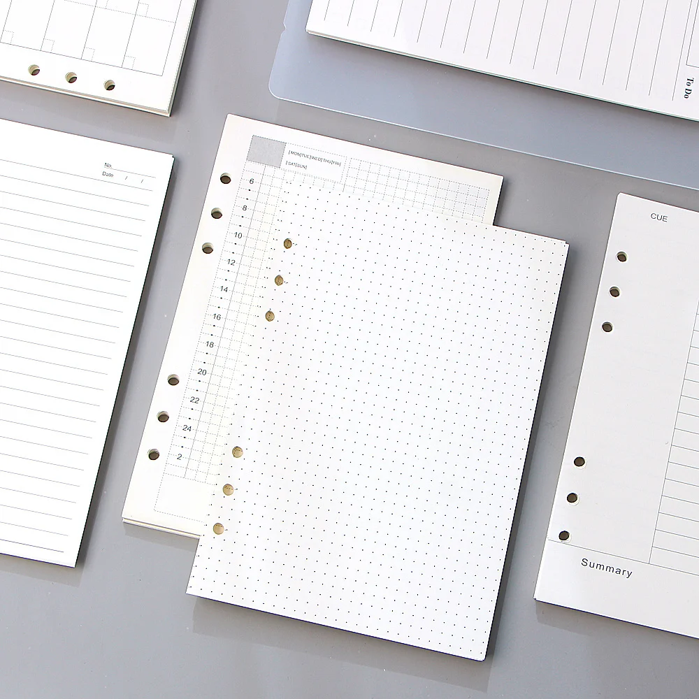 A5 A6 Loose Leaf Notebook Refill Spiral Binder Inner Page Diary Weekly Monthly Planner To Do List Line Dot Grid Inside Paper