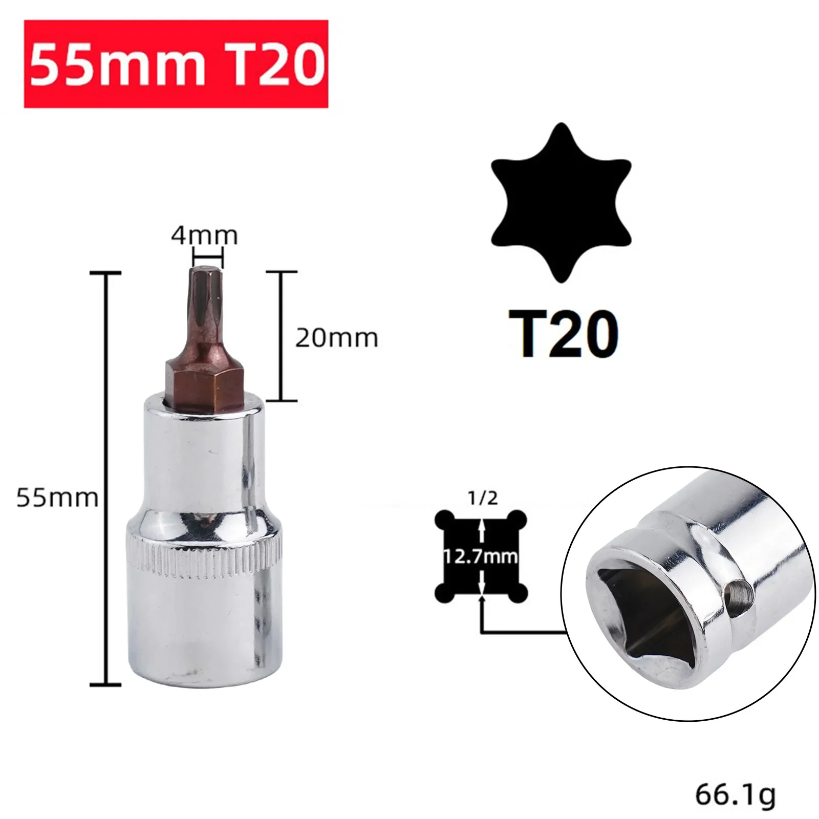 T20-T70 Torx Head Screwdriver Bit Torx Bit Sockets 1/2inch Sockets Wrenches Alloy Steel For Versatility Compatibility Hand Tools
