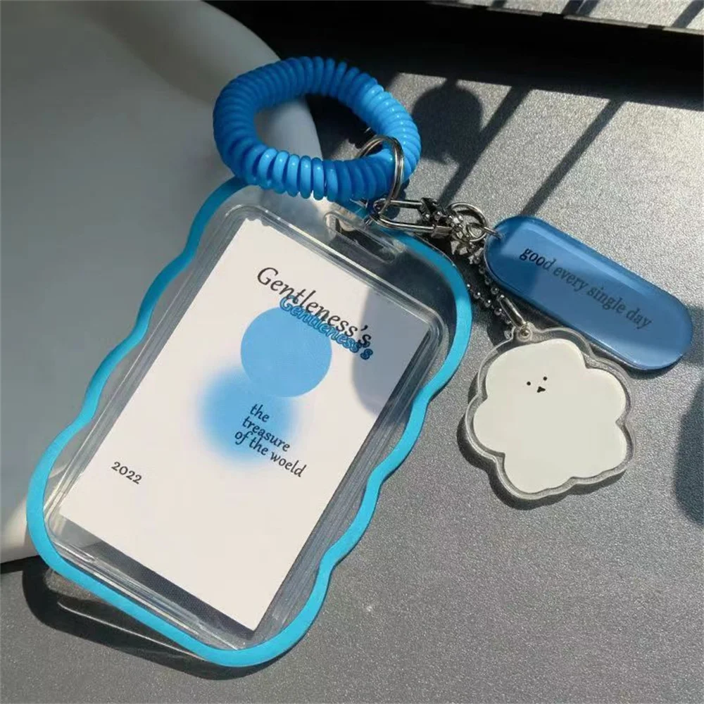 Creative Design Kpop Photocard Holder Transparent Card Holder Keychain Photo Sleeves Bus Card Student Card Case Photo Protector