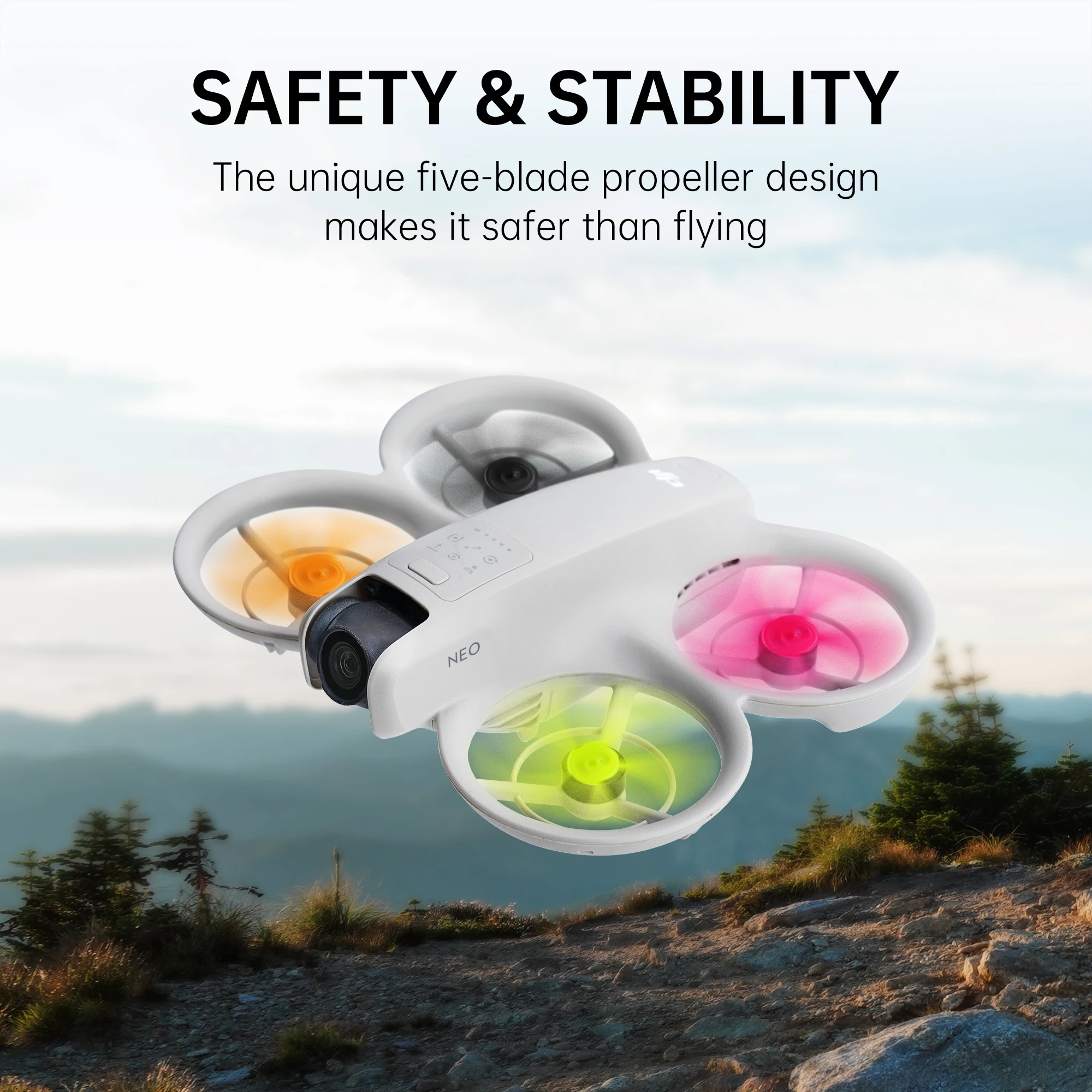 RCSTQ Five leaves for DJI Neo Propellers Colored Props Quick Release Props Paddle Blade Low-Noise Propellers for DJI Neo