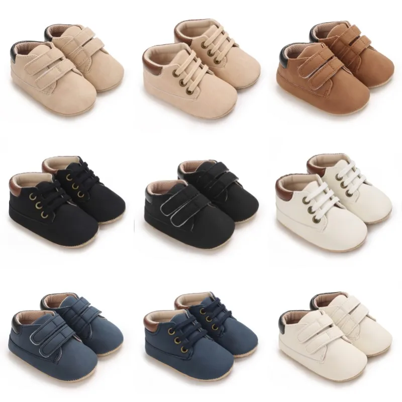 Schuhe für Neugeborene, klassisches Leder, weiche Sohlen, rutschfeste Kleinkind-Wanderschuhe für Jungen und Mädchen, 0–18 Monate, First-Step-Wanderschuhe